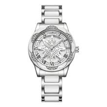 comlorvei 1pc Comlorvei Brand Pentagram & Starry Pattern Hollow Dial Quartz Waterproof Ladies' Watch