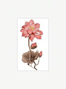 Cyan sea 1pc Waterproof, Sweat-Proof, Non-Reflective Temporary Tattoo Sticker, High-End Abstract Floral And Line Design, Suitable For Fashionable Individuals