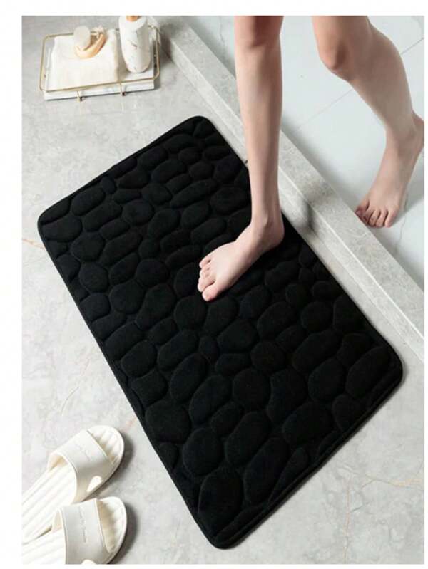Tapete de Porta Para Banheiro Macio Antiderrapante Estampa Pedra 60*40 CM