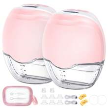 (2 X Pink Packaging) Electric Quiet Hands-Free Breast Pump - Lightweight Electric Breast Pump With Enhanced Leak Protection, 3 Modes And 12 Settings, With 17/19/21/27 Mm Flanges, Suitable For Gifting - 粉色 - 查看 1