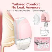 (2 X Pink Packaging) Electric Quiet Hands-Free Breast Pump - Lightweight Electric Breast Pump With Enhanced Leak Protection, 3 Modes And 12 Settings, With 17/19/21/27 Mm Flanges, Suitable For Gifting - 粉色 - 查看 4