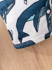 男婴舒适可爱休闲鱼形全身印花弹力圆领连体衣，夏季 - 彩色 - 查看 5