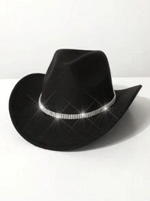 1pc Western Cowboy Hat With Rhinestone Decoration, Panama Hat, Suitable For Cowboy Themed Events, Festivals, Parties, Cosplay, Outdoor Activities, Daily Wear - Top Hat - View 8