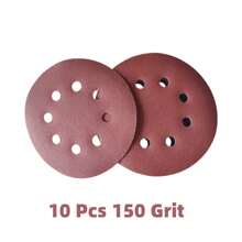 10pcs/160pcs 5-Inch Sanding Disc Hook And Loop Backing Sanding Pad Sandpaper Plate 8-Hole Red Sanding Disc With Coarse To Medium Grits, Suitable For 40/80/100/120/150/180/240/320/400/600 Grit Power Sanding Discs, 5 Inch 8 Hole Round Sanding Disc Tools