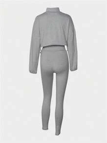 Spring Summer Solid Color Street Bodycon Women Suit Set Long Sleeve Top+High Waist Tight Pants Jogging Sets