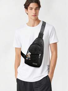 Bolso bandolera Shrrie para mujeres y hombres, bolso de cintura cruzado para mujeres y hombres, el nuevo clásico de moda de unicolor retro Joker, de tela impermeable de PU con bolsillo de vivo, diseño de bolsillo múltiple con orificio externo para auriculares