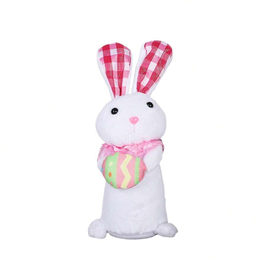Conejito de Pascua iluminado con zanahoria/huevo, divertido muñeco de peluche, decoración primaveral para el hogar, mesa, tienda, fiesta. - Rosa - Ver 1
