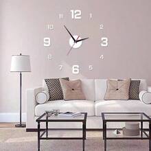 1 pieza Reloj de plata estilo nórdico para sala de estar, reloj de plata autoadhesivo y silencioso de bricolaje para decoración, reloj de pared de plata digital y silencioso, reloj de pared de acrílico creativo de plata, reloj de pared de plata para dormitorio y sala de estar, decoración de Pascua, regalo de fiesta, cumpleaños, graduación, decoración de habitación, reloj digital, despertador