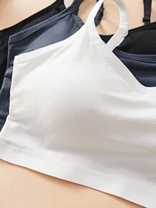3PCS Women's Solid Color One-Piece Adjustable Shoulder Strap Is Comfortable, And There Is No Steel Ring With Its Own Chest Pad, Tube Top Underwear, Sports Sleep Bra Vest Underwear.