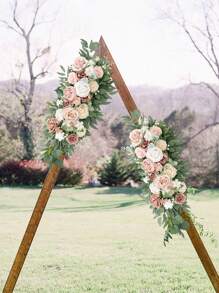 Rose Wedding Arch Flowers Artificial Flower Swag Pink Wedding Sign Flowers Wedding Flower Greenery Arrangements For Ceremony And Reception Backdrop Decoration
