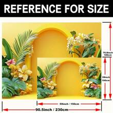 Multifunctional Yellow Arch Floral Photography Backdrop - Suitable For Weddings, Birthdays, Etc. - Made Of Polyester, Applicable For Room Decor, Cake Table, Wall Art, And Photo Booth