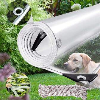1.9m X 2.5m Clear Heavy Duty Tarpaulin Waterproof 450gsm Clear Tarp With Eyelets, Outdoor Transparent Tarp PVC Tarpaulin Windproof Tear Resistant For Garden, Gazebo With Cable Ties