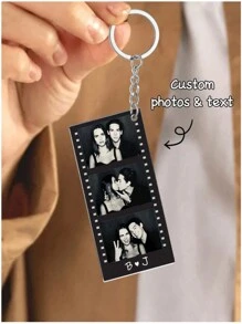1pc Acrylic Keychain With Personalized Photo And Text - Retro Y2K Style, Suitable For Couples, Families, Friends - Great For Weddings, Valentine's Day, Graduations - Colorful, Cute, Gift