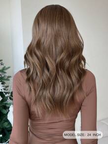 NICKY WALL Brown Wavy Curly Wig Medium Length Loose Curly Wig With Bangs Fluffy Natural High Density Synthetic Heat Resistant Fiber Shoulder Length Wig For Fashion Women & Girls Daily Use 22 Inch