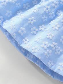 2pcs Set, Casual, Elegant, Sweet, Cute, Toddler Girls' Dress, Baby Girl Clothes, Soft & Comfortable, Floral Jacquard Bow Decor Ruffle Trim Solid Color Sleeveless Princess Dress Outfit, Suitable For Daily Wear, Vacation, Party, Photography