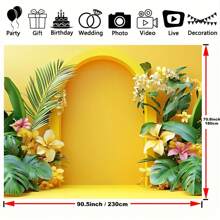 Multifunctional Yellow Arch Floral Photography Backdrop - Suitable For Weddings, Birthdays, Etc. - Made Of Polyester, Applicable For Room Decor, Cake Table, Wall Art, And Photo Booth