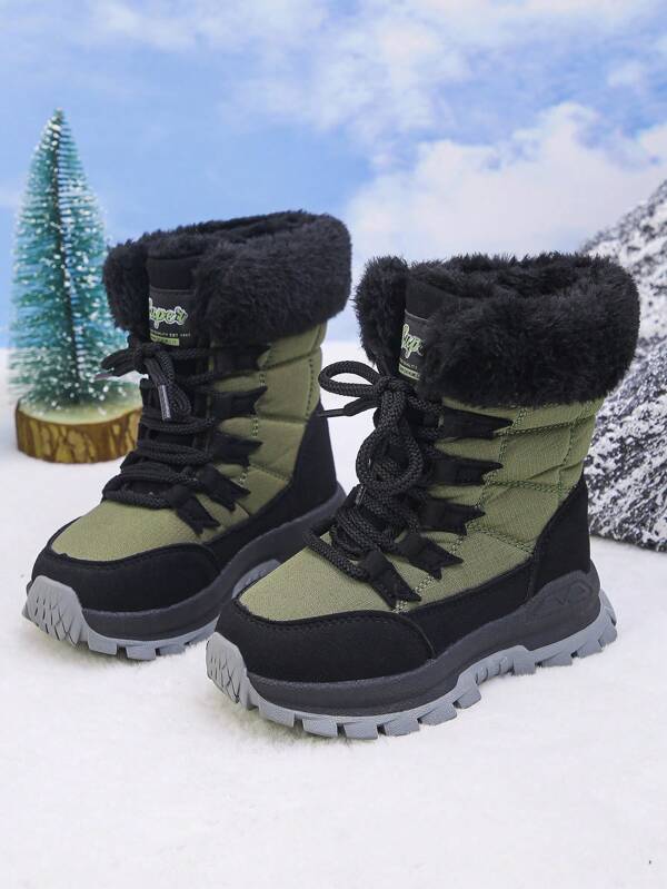 Children's Snow Boots, Winter Warm Shoes, Furry Lined Windproof Outdoor Boots