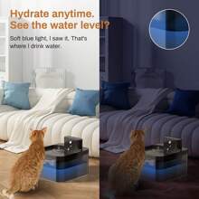 Fontaine pour chat sans fil, fontaine d'eau de 2,2 L pour chats, sans fil avec capteur de mouvement, fontaine à boire pour chats, pompe à eau silencieuse avec LED, fonctionnant sur batterie 2600 mAh, filtration de haute qualité