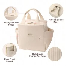 Baglemon Corduroy Lunch Box Bag With Large Capacity Bilateral Bag With Zipper,Reusable Insulated Lunch Box,Lunch Kit, Large Capacity Reusable Insulated Cooler For Work Picnic Or Travel,Thermal Preservation, Cold Lock And Fresh Triple Function, Light And Large Capacity Double Handle Design,Lunch Containers Reusable High Capacity Lunch Tote Bags Lunch Bag Lunch Bag Women School Teacher Picnic Bag Camping Cooler Bag Classroom Cute Lunch Bag Cute Lunchbox Bento Beach