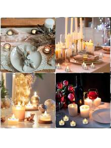 6/12/24 stuks LED Kerst Decoratieve Theelichtjes, Batterij-aangedreven Vlamloze Realistische Waxkaarsen, Zilveren Glitter Theelichtjes, Rookloze Winddichte Kaarsen Voor Bruiloft, Halloween, Kerstmis, Woondecoratie