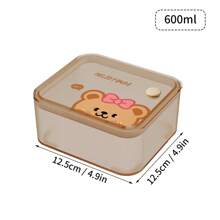 WORTHBUY Caja de almacenamiento de alimentos cuadrada de plástico con tapa, caja sellada reutilizable a prueba de humedad para bocadillos, frutos secos y caramelos, con diseño de dibujos animados transparente, apta para la cocina, la sala de estar y la oficina