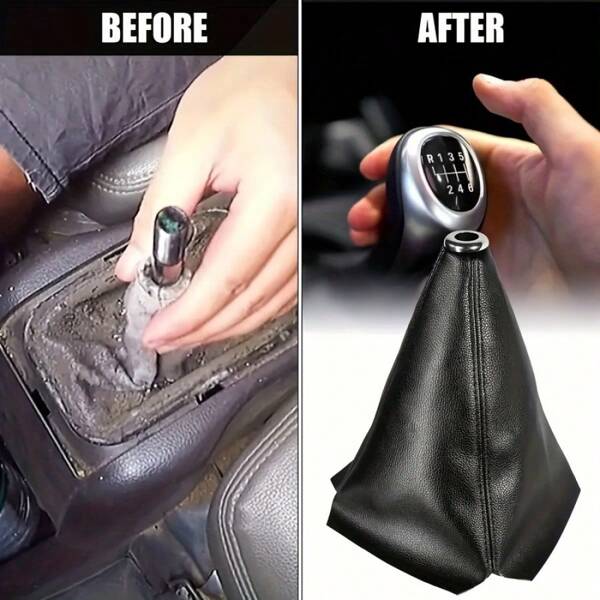 1 pieza Cubierta antipolvo para perilla de palanca de cambios de piel sintética negra - Apta para la mayoría de los automóviles estadounidenses, compatible con manuales/automáticos, protector de funda de palanca de cambios, cubierta de palanca de cambios | Decoración de automóvil elegante | Manga de piel sintética