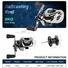 BILLINGS Baitcasting Fishing Reel With Magnetic Brake System,7.2:1 High-Speed Gear Ratio,High Strength Metal Spool,LightWeight ,Suitable For Freshwater And Saltwater
