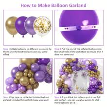 Purple Balloon Garland Arch Kit For Birthday, Wedding Party Decoration - Dark Purple, Gold Lavender, Light Purple Latex Balloon