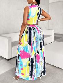 Amarilo 女士无袖印花上衣与宽松长裤两件套（花卉图案随机） - 彩色 - 查看 2