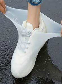 1/3 PiecesSet, Black/White/Blue/Yellow/Pink Reusable Silicone Shoe Covers For Men And Women - Waterproof Non-Slip Travel Shoe Covers, Flexible Design Clear Outdoor Boot Covers, Lightweight Rain Gear Accessories For Hiking/Camping Summer Cooling, Beach, Travel, Back To School Supplies Summer Cooling, Waterproof Shoe Covers, Solid Color Latex Sports Anti-Slip Shoe Covers