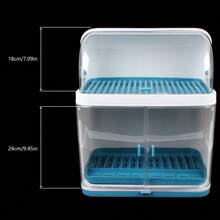 Organizer Storage Cup Rack Kitchen 2-Tier Dish Drying Rack With Lid Set - 1 - View 3