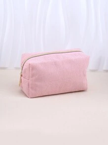 1/2pcs Corduroy Solid Colour Cosmetic Bag,Large Capacity Pencil Case Corduroy Cosmetic Bag,Portable Travel Toiletry Bag,Back-To-School Gifts, Stationery And School Supplies, Travel Reusable Storage Bags,Aesthetic Makeup Storage Bag