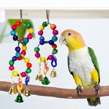 1 st. Willekeurige kleur Multi-Ring Accessoires Ketting Met Bellen, Kauw- En Krab Speelgoed Voor Vogels, Geschikt Voor Vogelkooi Decoratie Het Hele Jaar Door