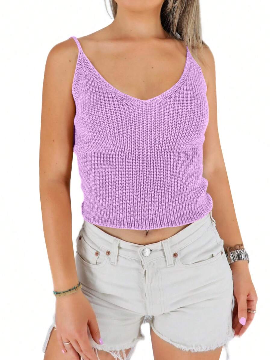 JOPHY & CO. Top Crop in Maglia Donna a Spalla Stretta Scollo V Elasticcizato (cod. 1501)