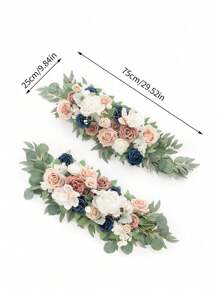 人造灰蓝色婚礼拱门花饰 2 件套，用于婚礼迎宾标志花卉和婚宴仪式装饰派对礼品房间装饰新娘