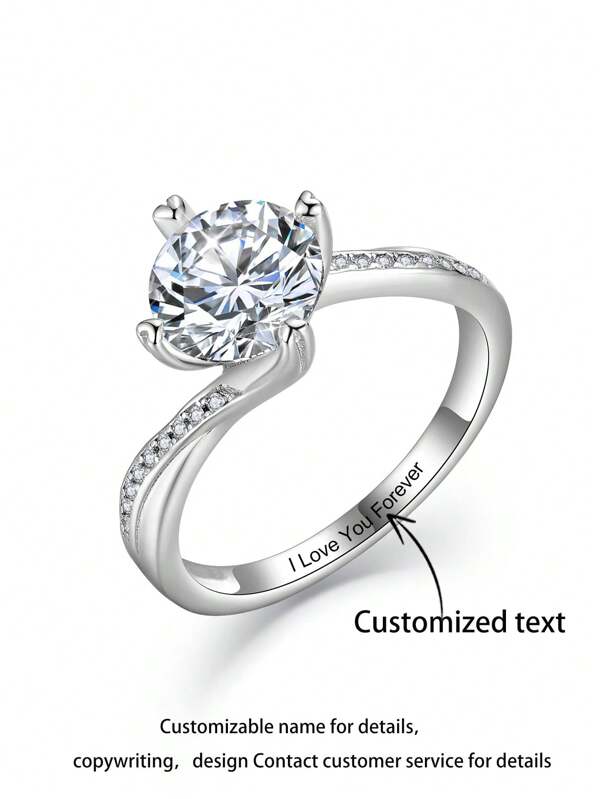 Modischer, vielseitiger, individuell gravierter funkelnder Zirkonia-Stein Ring, geeignet für täglichen Gebrauch von Frauen/Männern, Verlobungsring, Valentinstags-Geschenk, personalisierter Schmuckschmuck für sie/ihn
