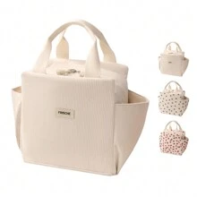 Baglemon Corduroy Lunch Box Bag With Large Capacity Bilateral Bag With Zipper,Reusable Insulated Lunch Box,Lunch Kit, Large Capacity Reusable Insulated Cooler For Work Picnic Or Travel,Thermal Preservation, Cold Lock And Fresh Triple Function, Light And Large Capacity Double Handle Design,Lunch Containers Reusable High Capacity Lunch Tote Bags Lunch Bag Lunch Bag Women School Teacher Picnic Bag Camping Cooler Bag Classroom Cute Lunch Bag Cute Lunchbox Bento Beach