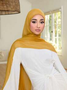 Nouvelle écharpe d'imitation de lin pour dames, automne/hiver, couleur unie, rétro, kaki, châle long en gros - Multicolore - Voir 9