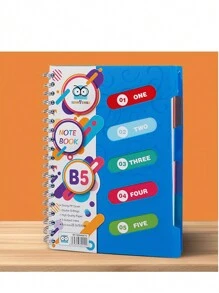 120 Page Spiral Notebook - Ultra Thick 5-Themed PP Separated Notebook With Color Cover - A5 Available In Four Colors