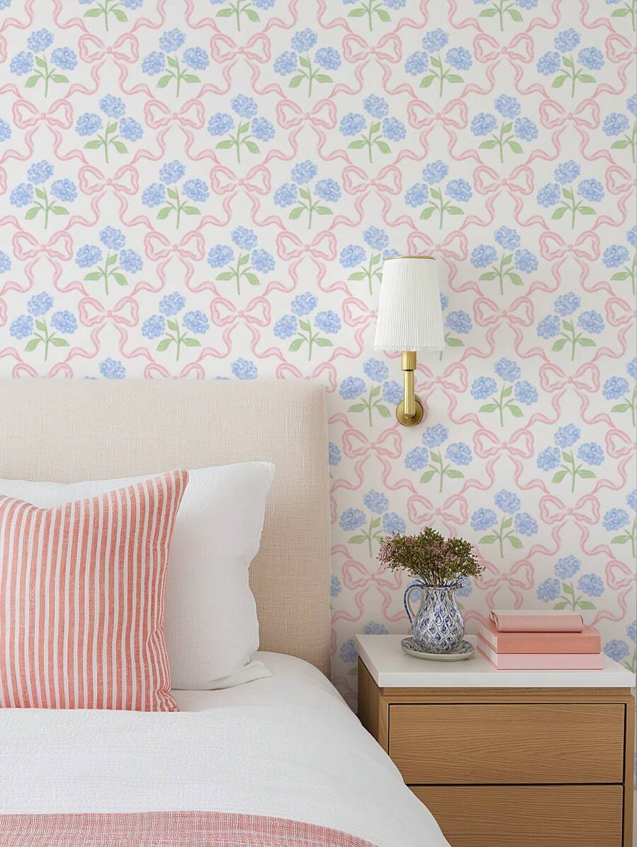 Simple Grid Floral Wallpaper Home Decor Peel And Stick Wallpaper Multicolor Background Wallpaper Removable Wallpaper Living Room Bedroom Wall Furniture Renovation Decorative Sticker 1 Roll 17.7" X 78.7" / 118.1" Gifts Birthday Graduation - 彩色 - 查看 1