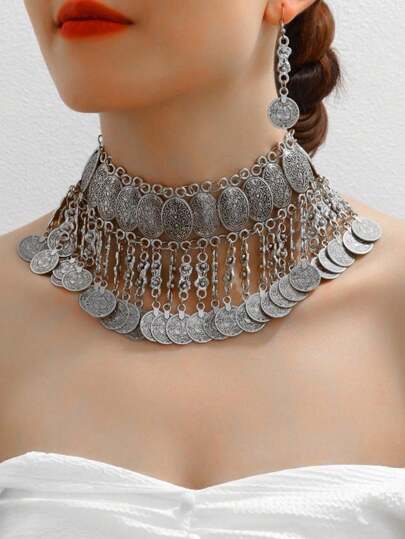 Assorted Coin Pendant Jewelry Set, Suitable For Important Occasions