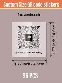 96pcs 1.77inch/4.5cm 3inch/7.6cm Custom Holographic/Clear/White Printable Waterproof Square Vinyl Sticker, Vinyl Printed QR Code Stickers, Personalised Photo Sticker, Custom Image Sticker Label, Social Media Stickers, Metallic QR Stickers, Social Tag Sticker- Custom Printed Square QR Code Stickers, QR Code Brand Name Stickers, Personalized Text Stickers, Social Media QR Sticker, QR Code Labels, Business Logo Label,Multi-Functional,Kitchen,Dining Room,Bedroom,Office,Living Room,Home,Garden,Tea Room,For Anniversaries,For Birthdays,For Housewarming,For Graduation