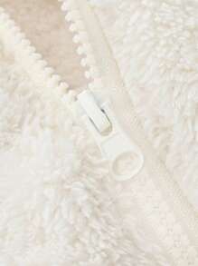 3pcs/Set Young Girl Cute Sports Casual Sweet Lady Comfortable Versatile Fuzzy Turtleneck Warm Wind Breaker Vest Outerwear Set, Spring Autumn Winter - Multicolor - View 6