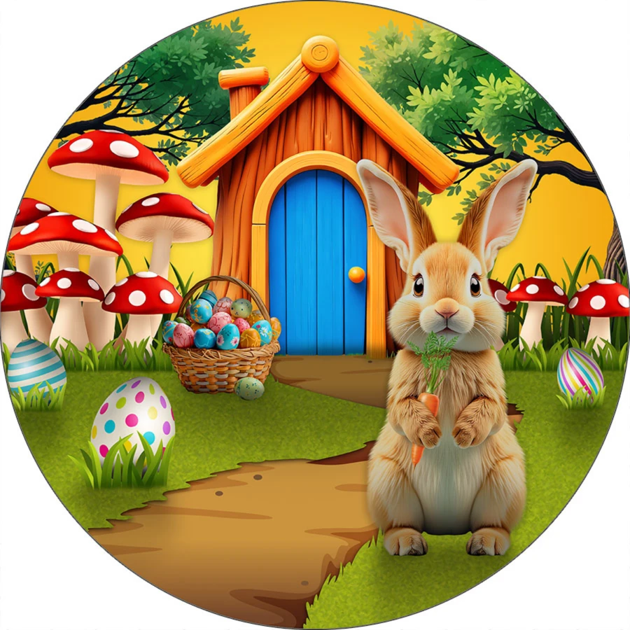 Felicita Round Party Panel 50x50cm 3D Sublimated Fabric Easter - FRDP-278 - View 1