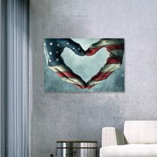 Retro American Flag Military Bald Eagle US Army Wall Art Canvas Prints Soldiers Thin Blue Red Line Home Decor Independence Day Pictures For Living Room Bedroom Painting Framed Ready To Hang