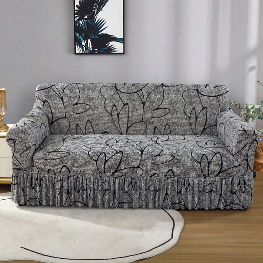 ALLIDEA Stretch Fabric Sofa Cover With Decorative Skirt, Elastic, Comfortable And Durable. Used For Bedroom, Living Room Of Various Sofa Models. Printed Sofa Cover. 1-4 Seats.