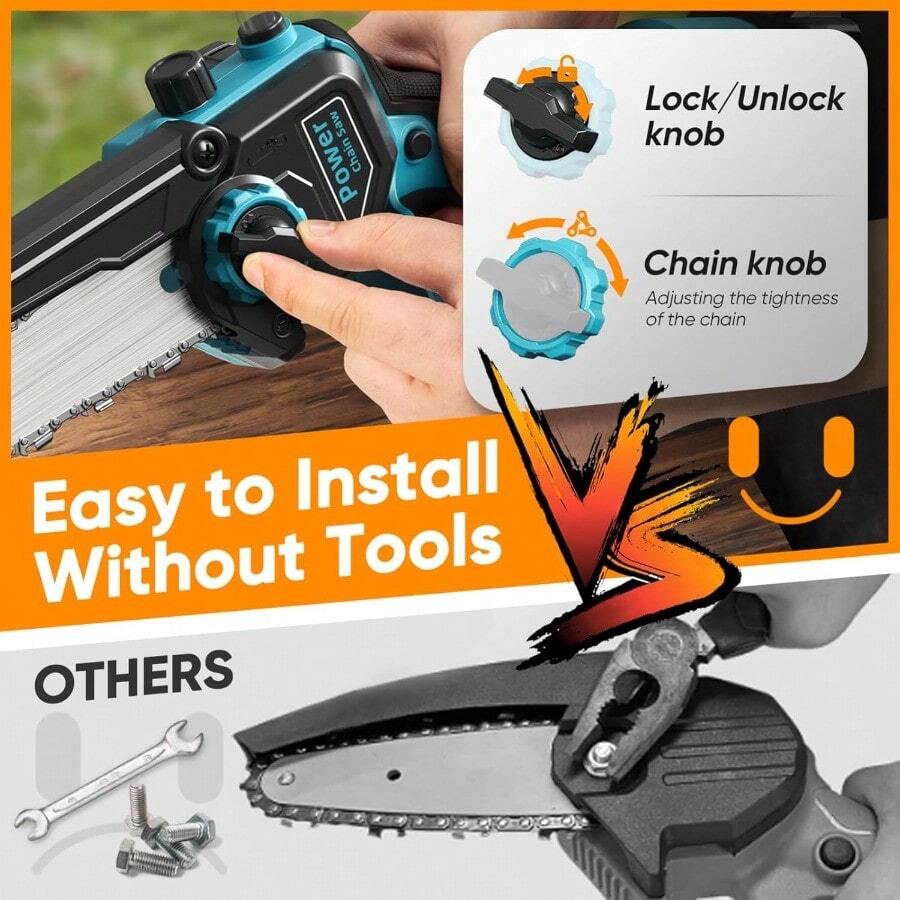 6 Inch Lithium Battery Powered Brushless Cordless Chainsaw Single Hand Saw Garden Electric Chainsaw - Chainsaw And Chain Saw Price