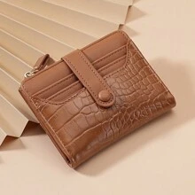 Crocodile Pattern Multi-Slot Wallet, Macaron Color Short Wallet, Daily Minimalist Multi-Layer Wallet, Versatile Fresh Card Holder
