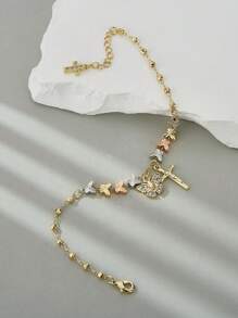 1 Peça Pulseira com Pingente de Borboleta e Cruz de Design Bonito e Minimalista em Três Cores para Meninas/Mulheres