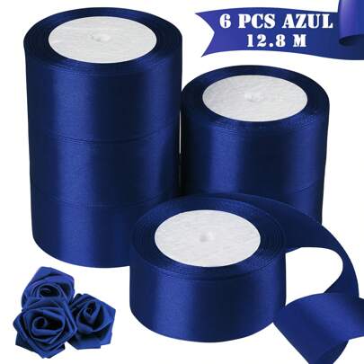 6 Rollos/12 Rollos Cinta de Raso Decorativa, Cinta de Raso Decorativa para Envolver Regalos, Adecuada para Lazos de Bricolaje, Envoltura de Regalos, Pasteles, Fiestas, Decoración de Bodas, Cinta de 4 cm 137 metros